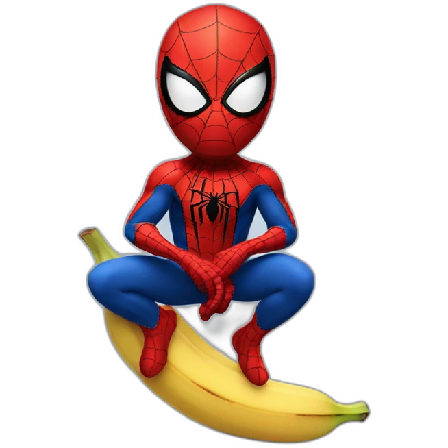 Spiderman sitting on banana emoji