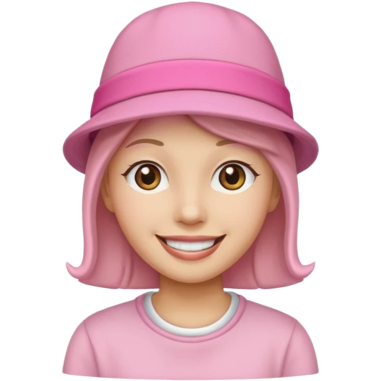 smiling face wearing a pink hat emoji