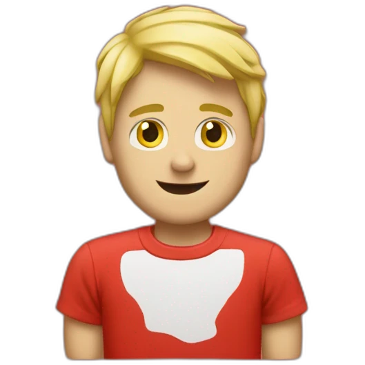 Blond guy with red tshirt with letters MAPFRE  emoji