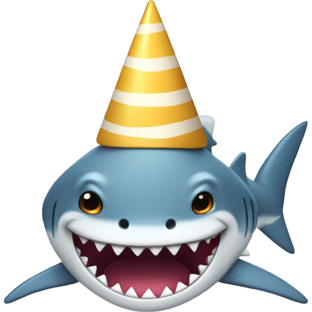 Shark with a party hat emoji