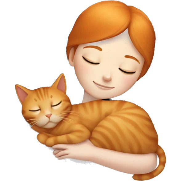 Ginger Girl sleeping with black cat emoji
