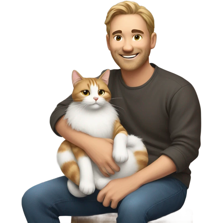 Man with cute cat emoji
