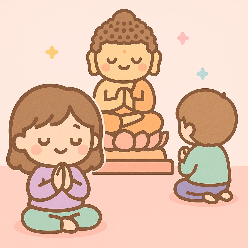 people praying in a Buddhist temple emoji