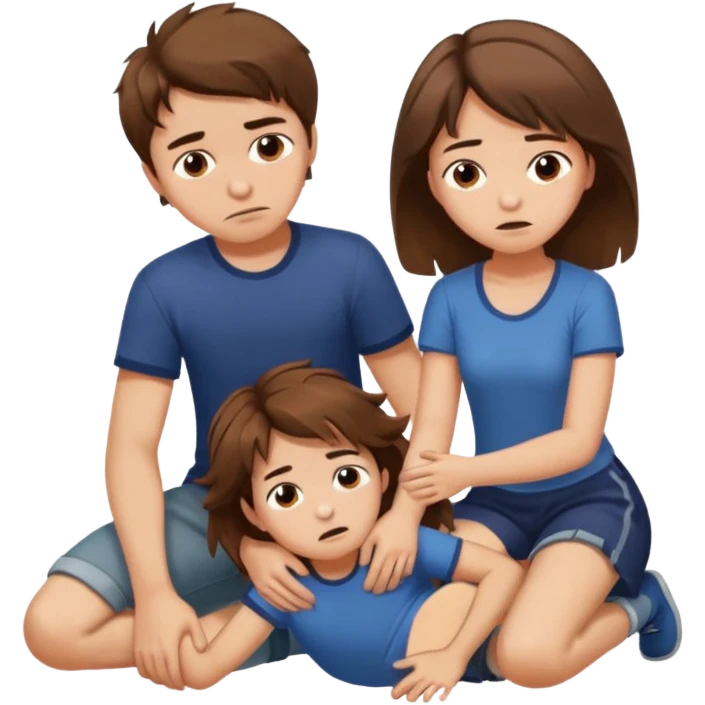 boy with messy brown hair and short putting his foot on a kneeling girl's head emoji