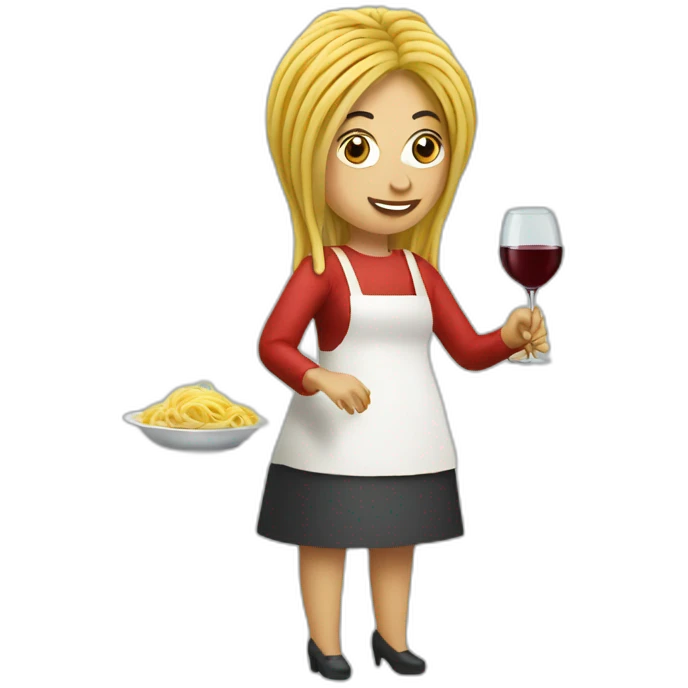 spaghetti vespa wine woman emoji