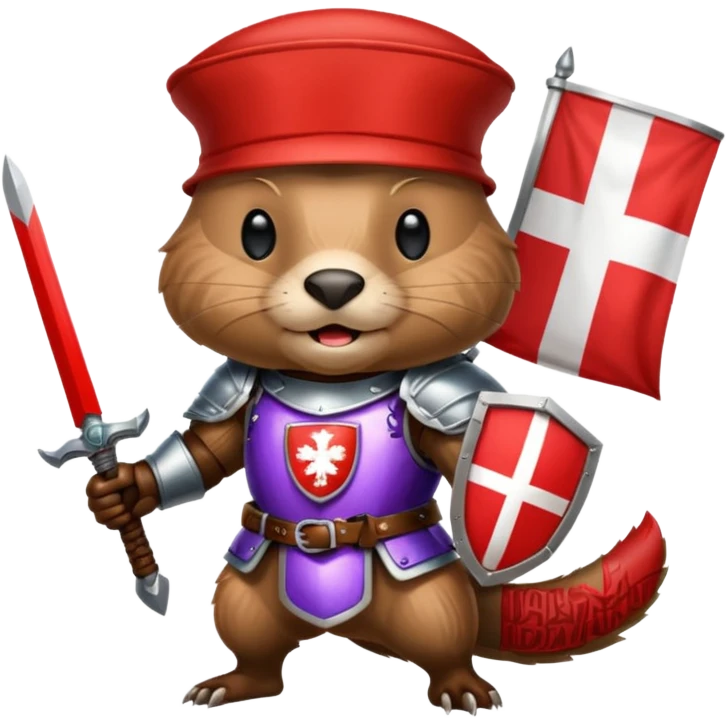 polish husaria miliatry unit but its a beaver, make him with a face like is the best fighter of all times with polish flag logo emoji