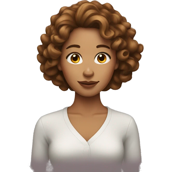 woman with long brown curly hair  emoji
