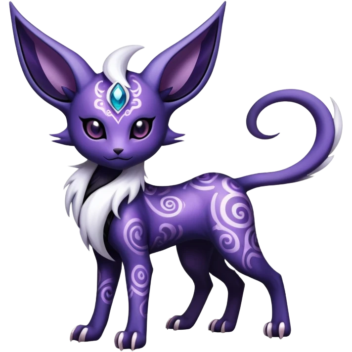 Shiny Exotic Badass Mystical Mysterious Gothic Espeon-Absol-Pokémon-Fakémon-hybrid-creature (full body) emoji