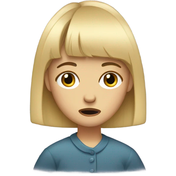 blonde girl with bangs crying emoji