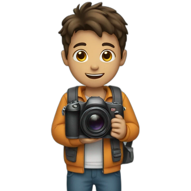 A boy holding a camera emoji