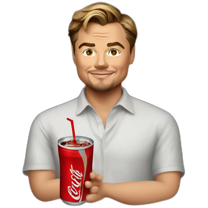 Leonardo DiCaprio with drink coke emoji