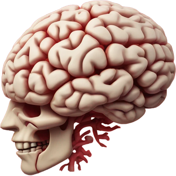 anatomical brain with flowers red emoji