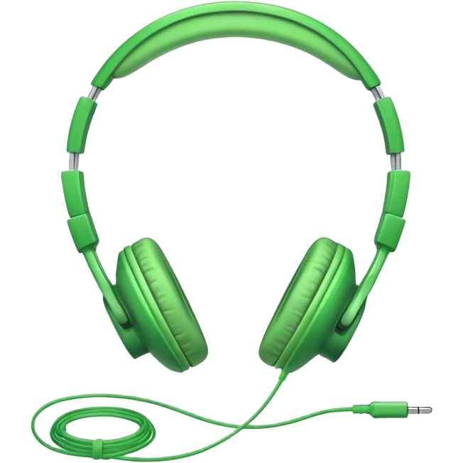 simple green headphones with one cord running down off the bottom edge emoji