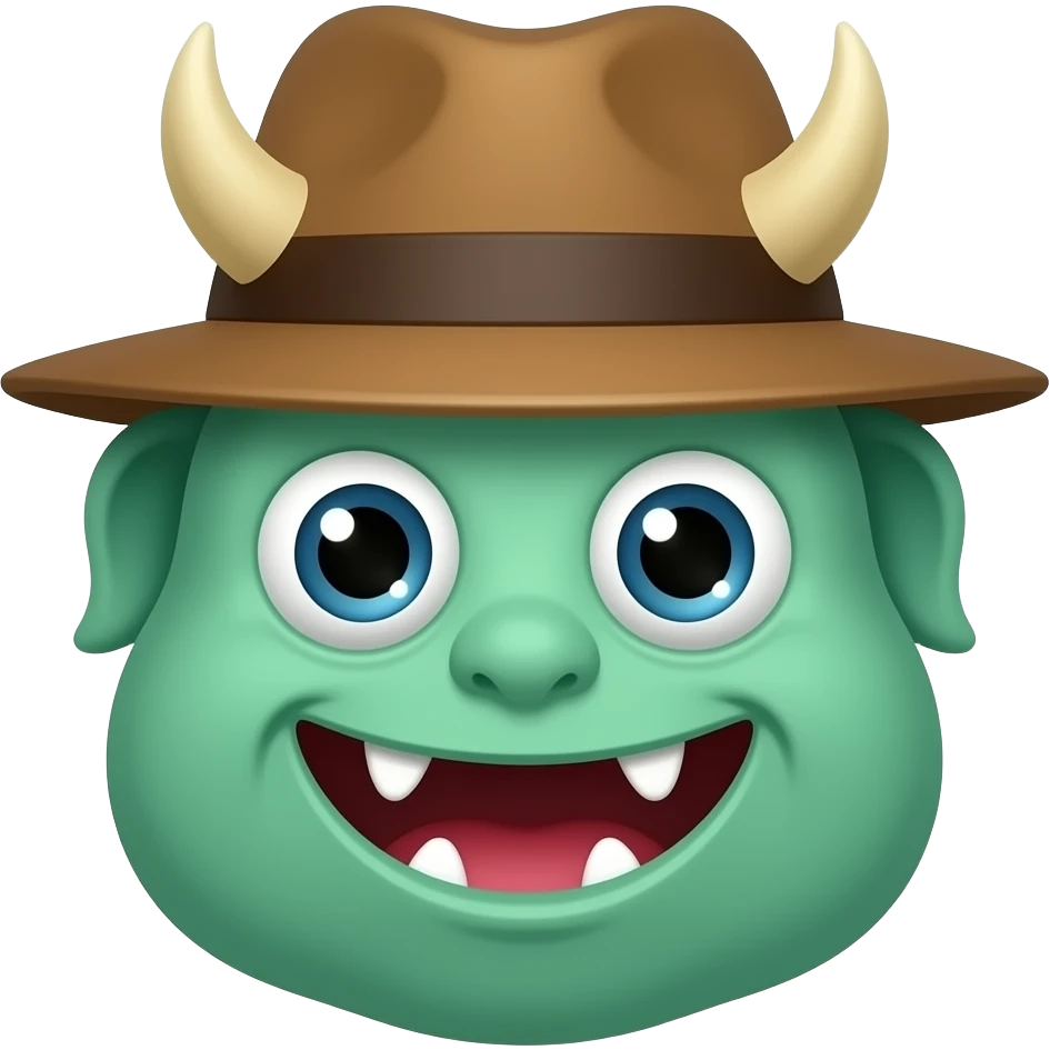 The monster has horns and wears a hat. emoji
