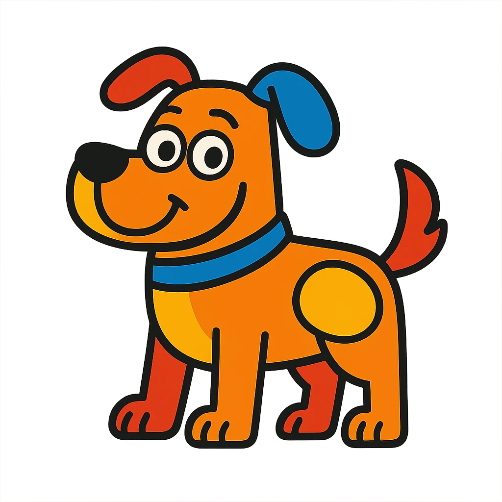 dog, vibrant colors, cartoon style emoji