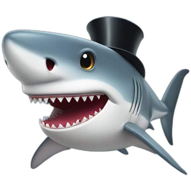 Shark with a top hat emoji