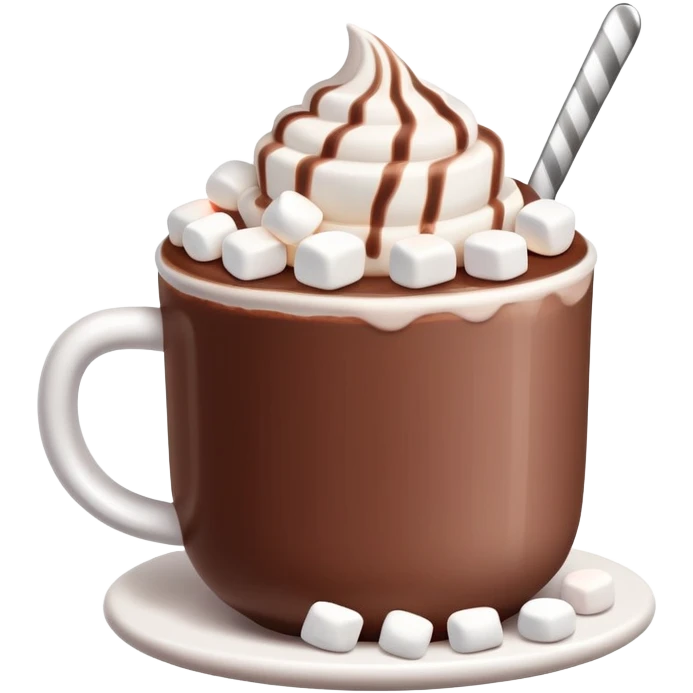 Aestheatic cup of hot chocolate with marshmellow  emoji
