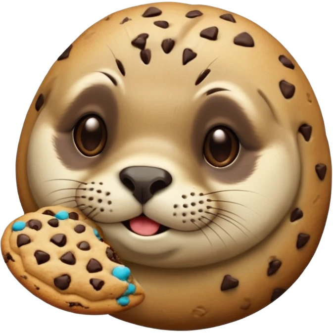 Seal eating chocolate chip cookie emoji