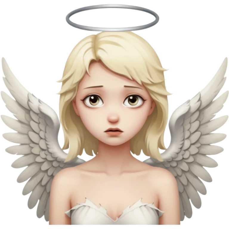 Female angel with torn wings, exposed collarbones, sorrow and lust intertwined emoji