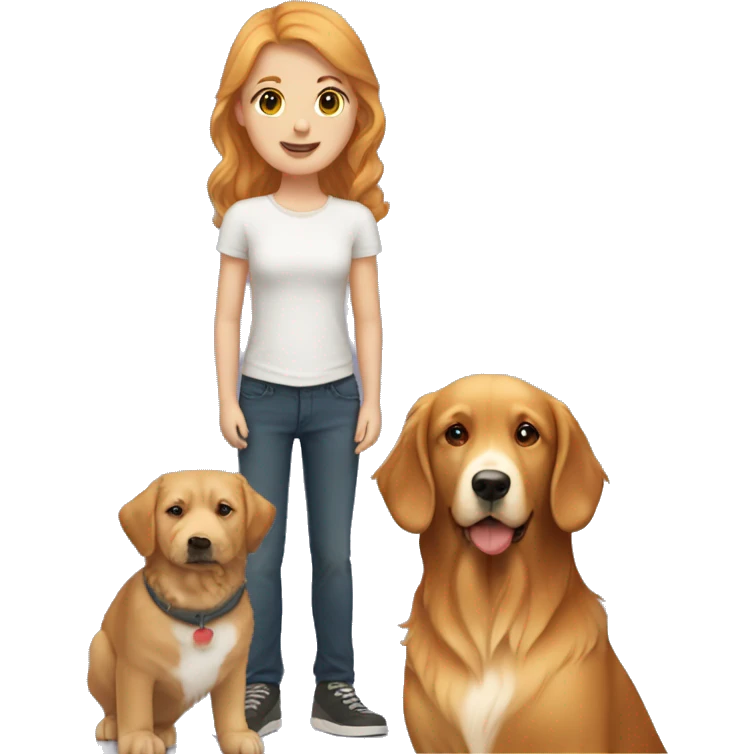 Strawberry blonde girl with a brown haired guy and a golden retriever  emoji