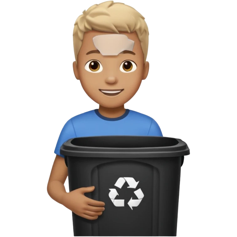Black boy with trash can emoji