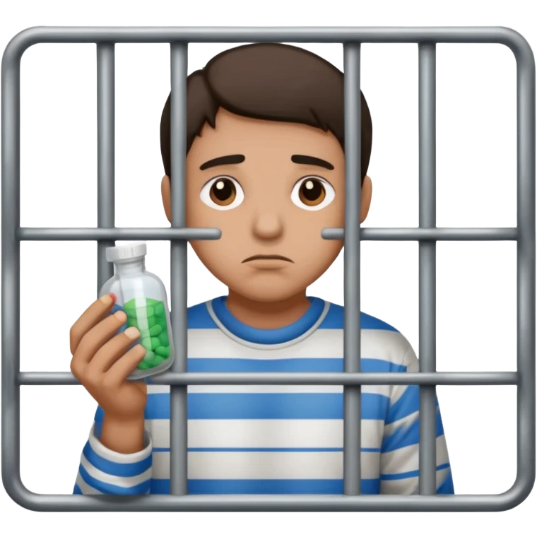человек за решёткой с наркотиками emoji