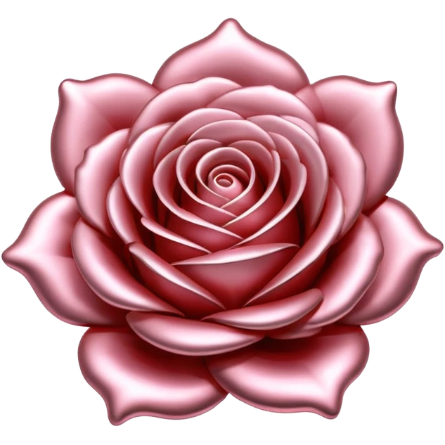 A rose emoji made of liquid silver metal minimalistic iOS emoji style, centered, emoji