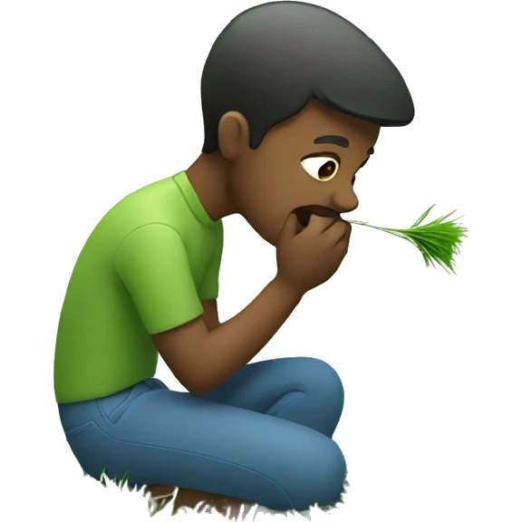 Person eating grass emoji