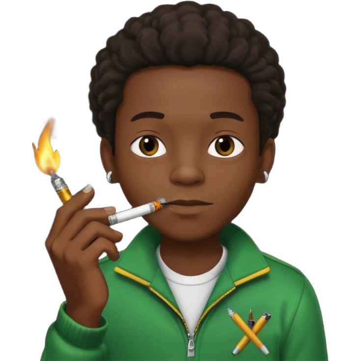 Jamaican boy smoking with lighter emoji