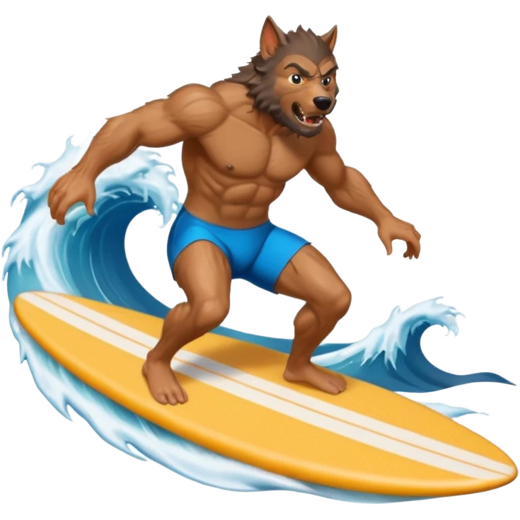 Werewolf surfing emoji