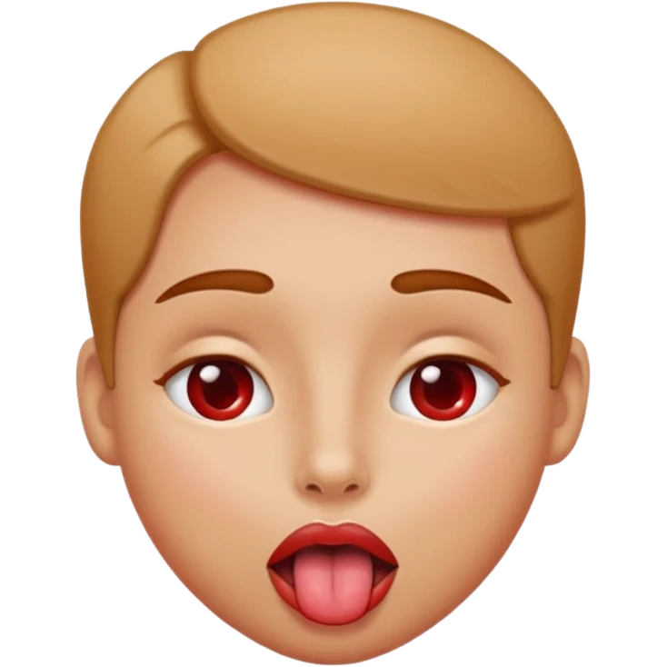 Sexy face with one tongue out, red cheeks, eyes rolled back into head in pleasure emoji