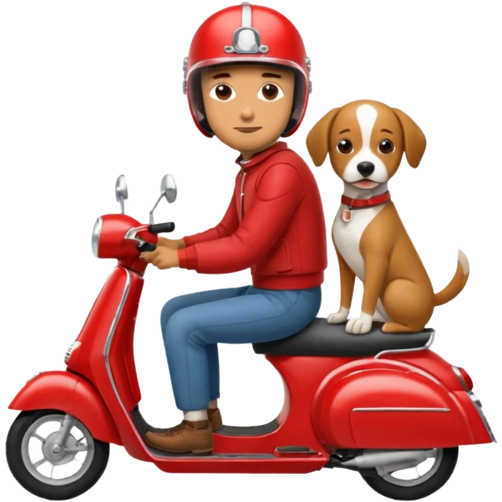 man and his pet dog riding a vespa emoji
