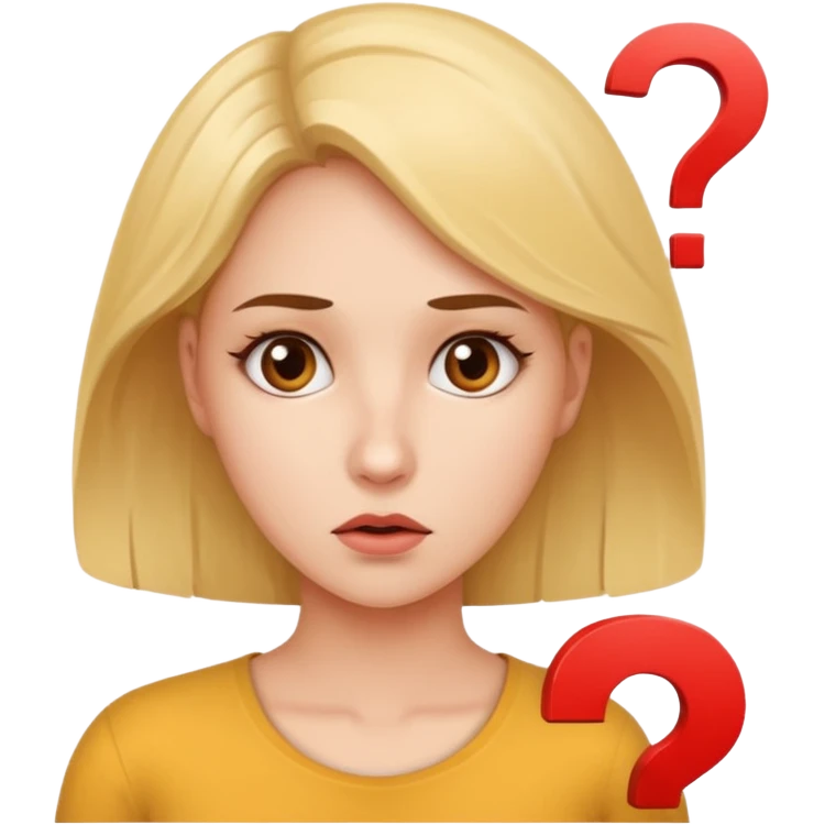The beautiful woman looked confused, like she had a question mark on her face. emoji