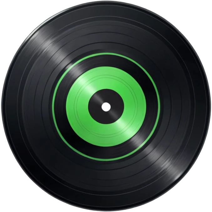 Vinyl record with green point inside emoji