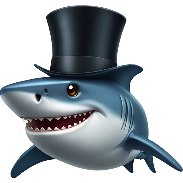 Shark with a top hat emoji