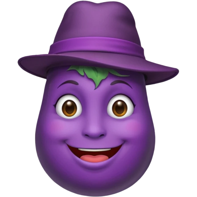 eggplant with hat and face tattoed  emoji