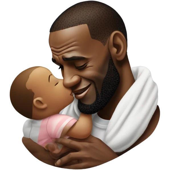 lebron james giving a baby a kiss emoji