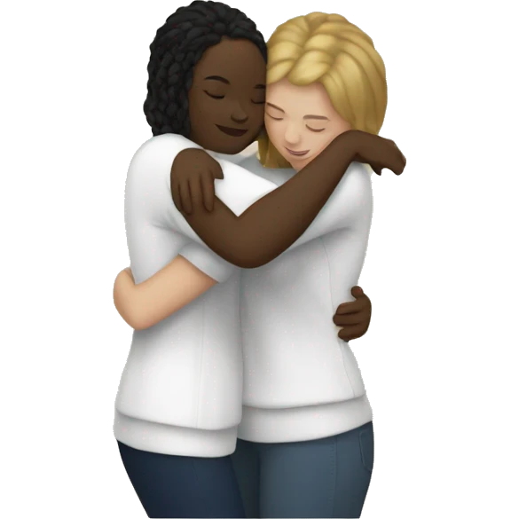 Two white women hugging eachother emoji