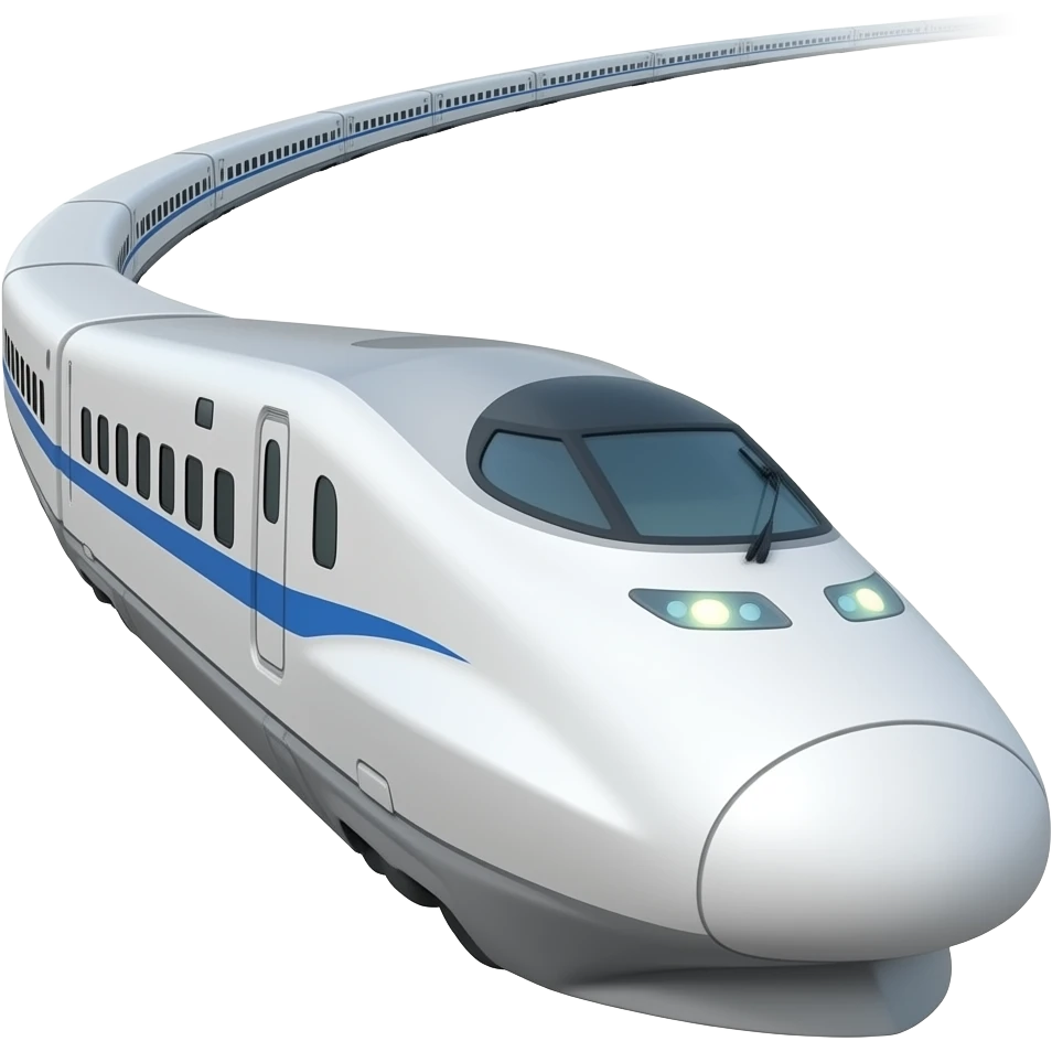 A 3d cartoon sleek white bullet train high speed motion blur clean lightning 3d style emoji