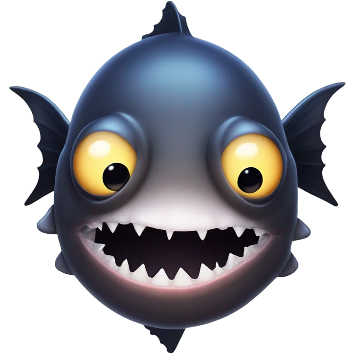Anglerfish with a glowing lure hanging from its forehead, sharp teeth, and big eyes. emoji