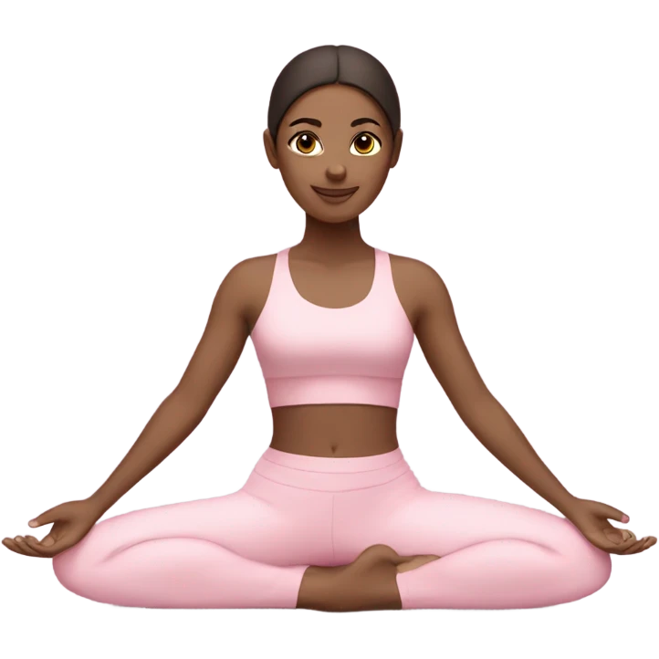 brunette yoga girl light pink clothes n emoji
