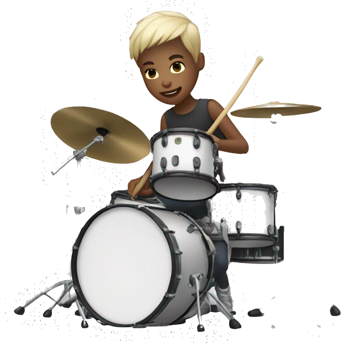 teenager with white skin and short hair playing drums emoji