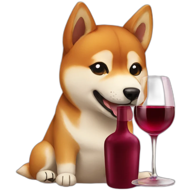 Shiba with wine emoji