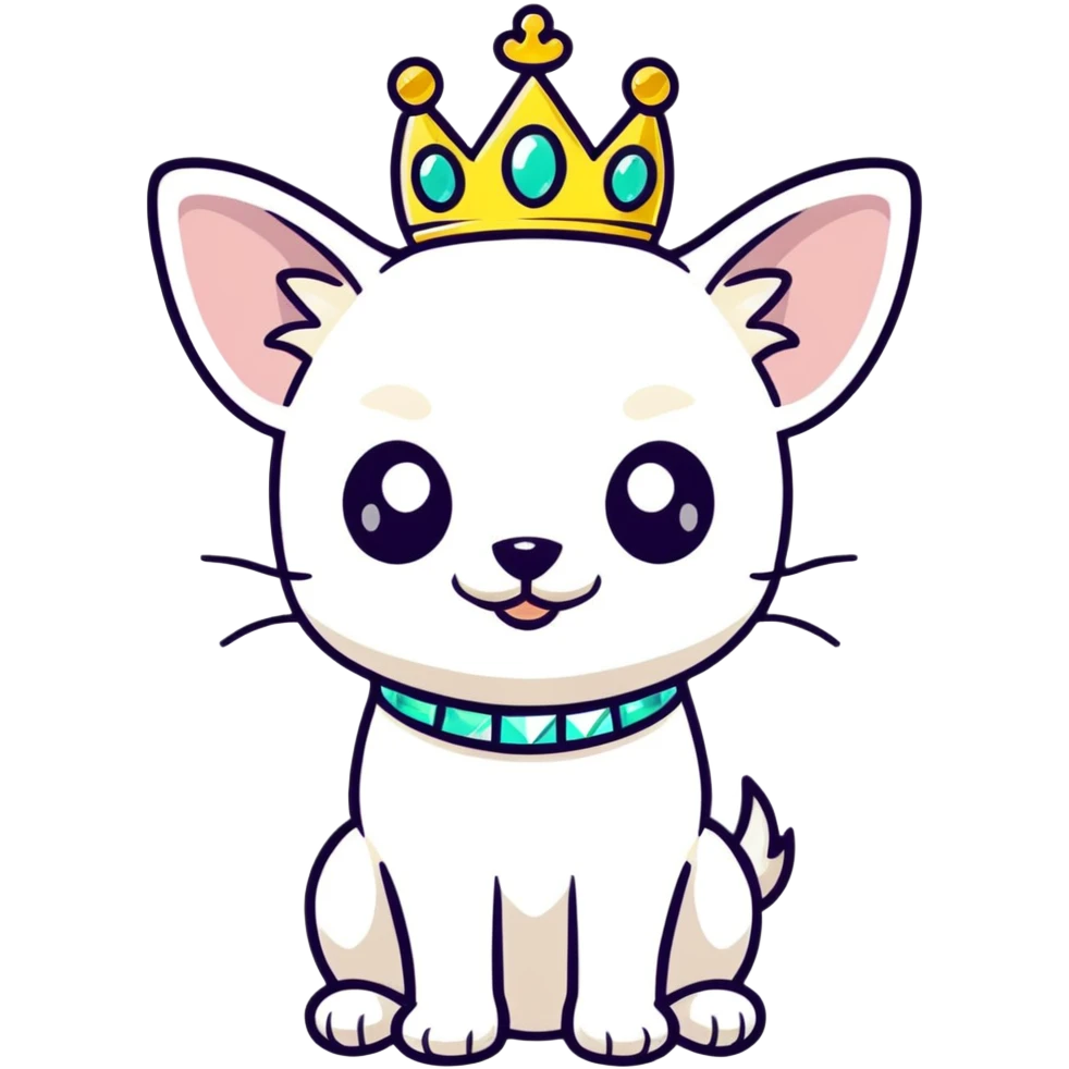 White chihuahua with jewelled crown emoji