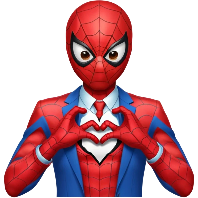 Spiderman doing a heart with his hands emoji