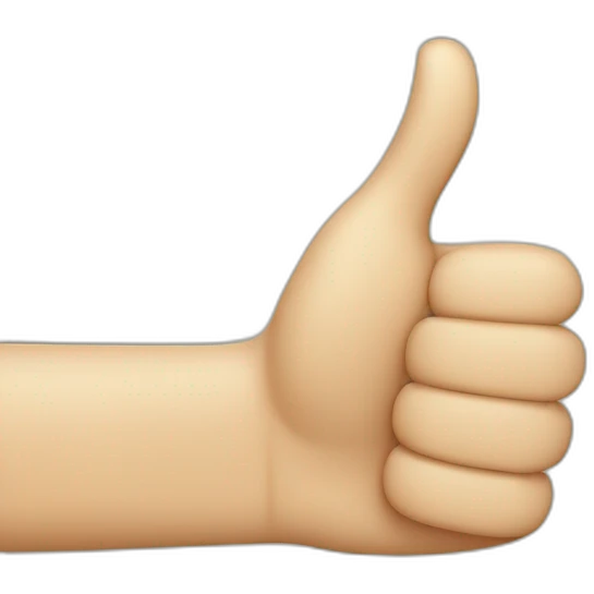 Thumbs up hand with the thumb sewn back on emoji