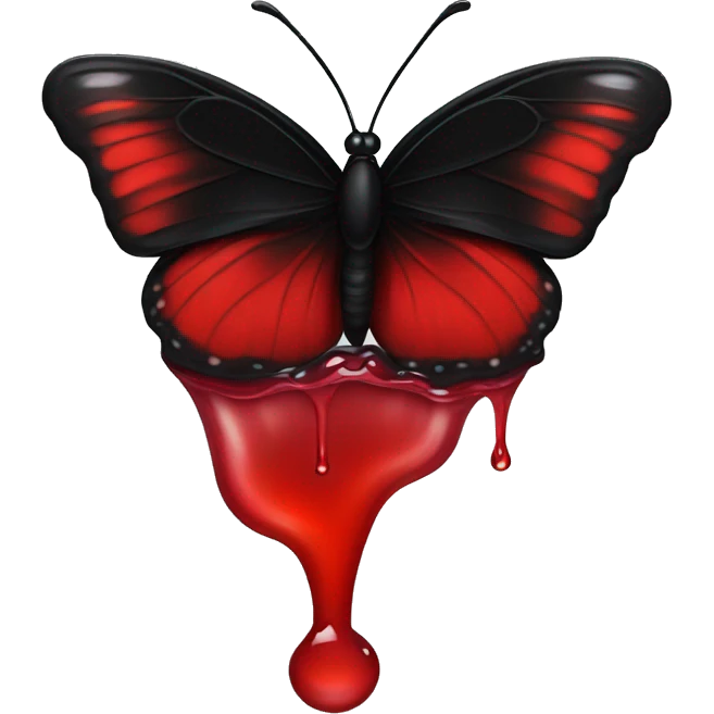 black butterly dripping red water emoji