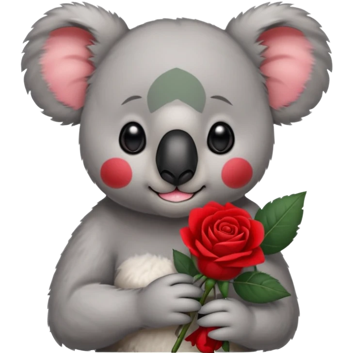 koala with a cold and a rose in the hands emoji