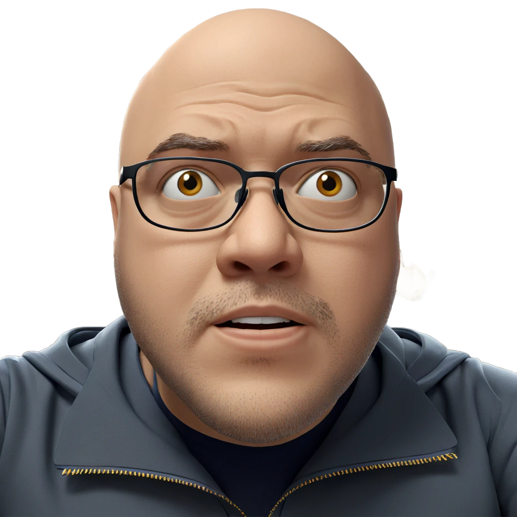 bald man in glasses indoors emoji