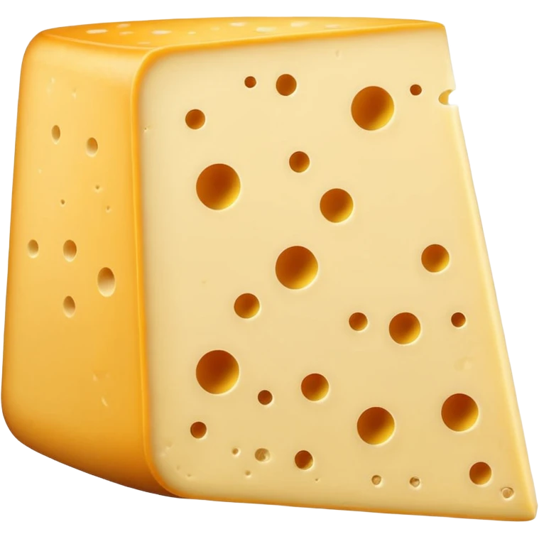 Beaufort cheese wedge, thick slice, firm pale yellow inside, natural darker rind, smooth dense texture, some small holes, cleanly cut, soft lighting, subtle shadows, emoji scale emoji